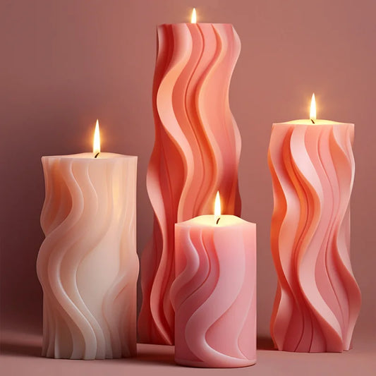 Wave cylindrical candle